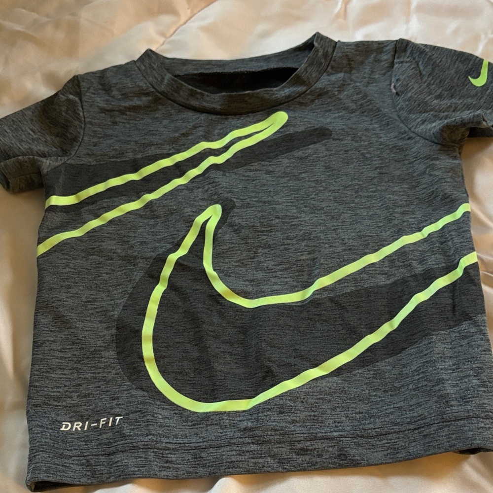 Nike Gray Tee with Neon Green Swoosh